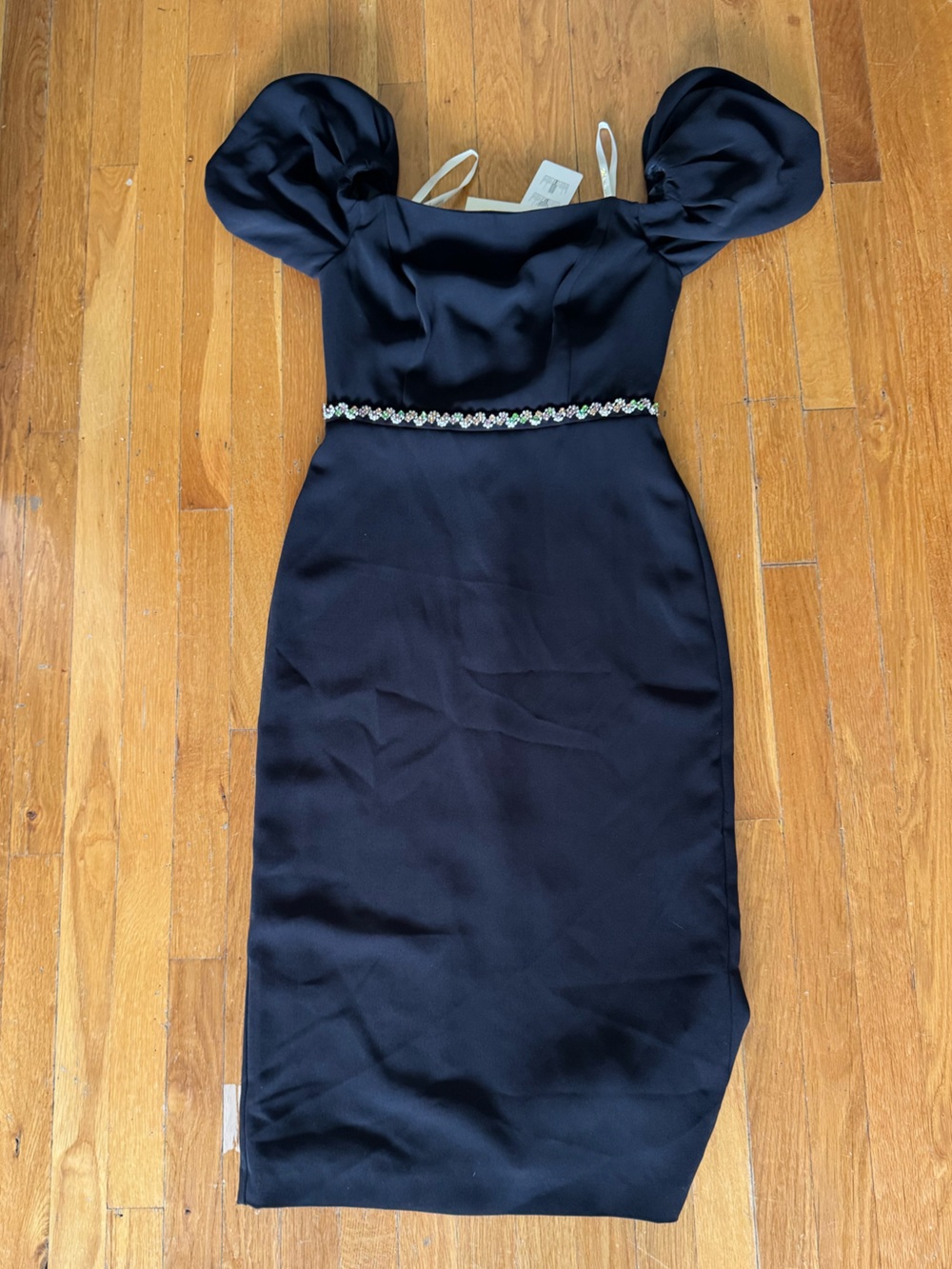 Shoshanna Black Strapless Cocktail Dress with Beaded Waistband